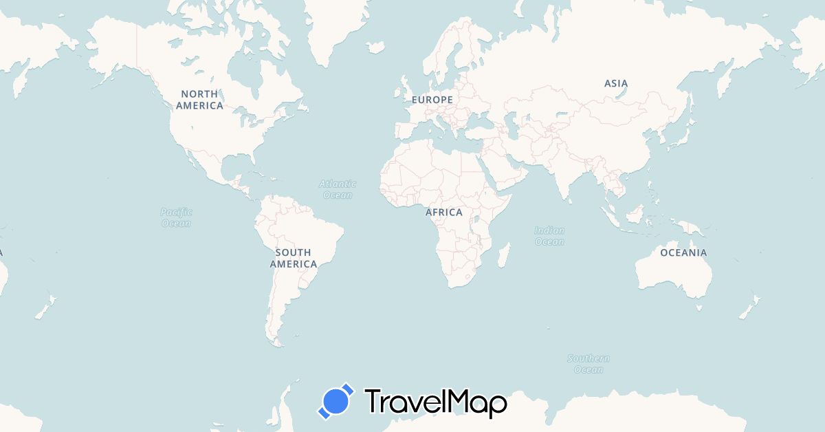TravelMap itinerary: driving, plane in Brazil, Canada, Colombia, Costa Rica, Spain, Portugal (Europe, North America, South America)